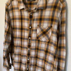 Primark Men's Casual Plaid Shirt in Mustard and Gray